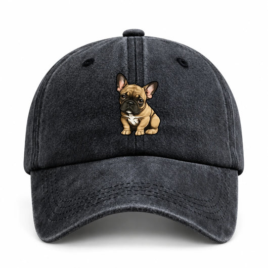 French Bulldog Baseball Cap — Black on white background