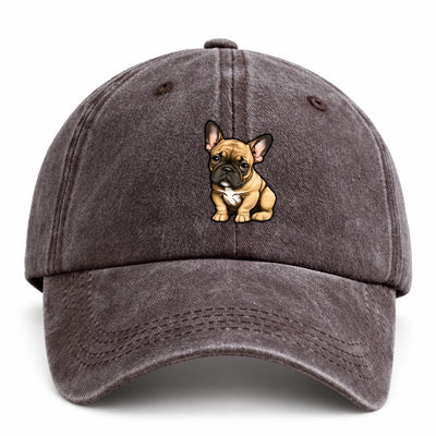 French Bulldog Baseball Cap — Coffee Brown on white background