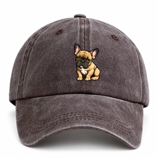 French Bulldog Baseball Cap — Coffee Brown on white background