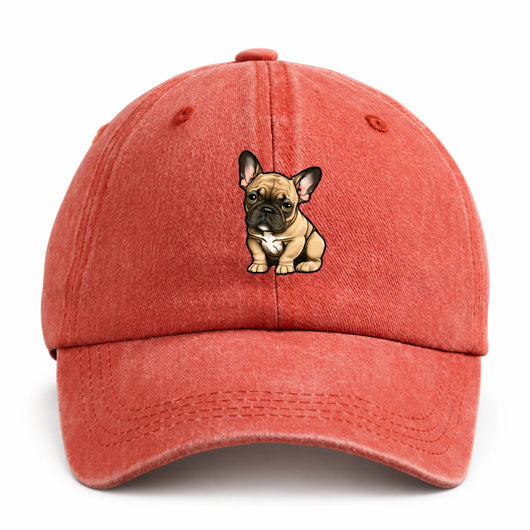 French Bulldog Baseball Cap — Orange on white background