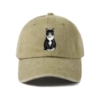 Tuxedo Cat Washed Baseball Cap