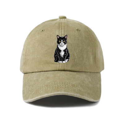 Tuxedo Cat Washed Baseball Cap — Khaki