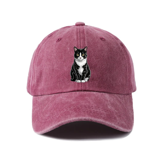 Tuxedo Cat Washed Baseball Cap — Maroon