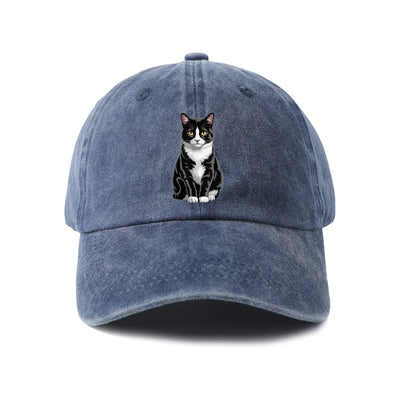 Tuxedo Cat Washed Baseball Cap — Navy Blue