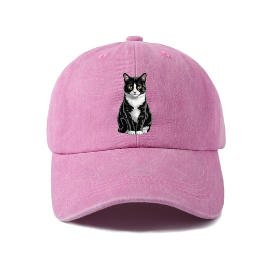 Tuxedo Cat Washed Baseball Cap — Pink